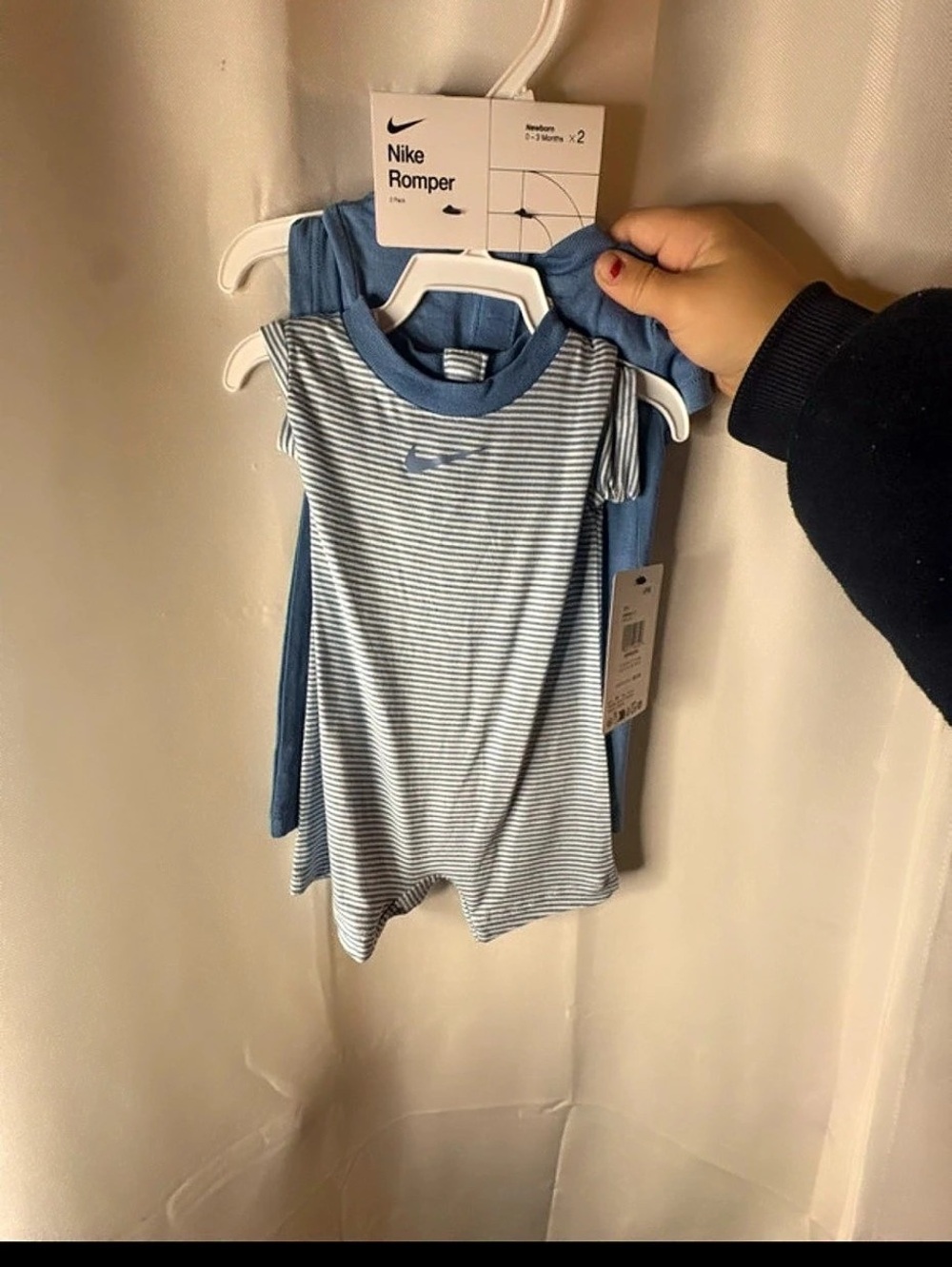 Nike Newborn Romper 2-Pack bamboo Blue & White Striped Baby Romper
